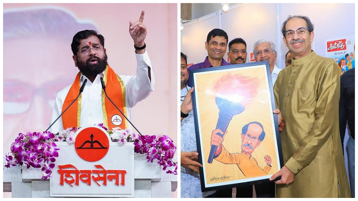X: @mieknathshinde
and @OfficeofUT
 : L: Maharashtra Chief Minister Eknath Shinde | R: Former Maharashtra CM Uddhav Thackeray