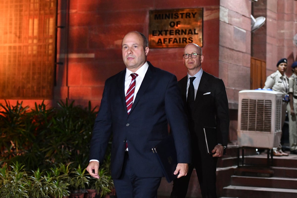 AP News : Canada's Deputy High Commissioner to India Stewart Wheeler leaves after meeting with officials at the Ministry of External Affairs, in New Delhi, Monday, Oct 14, 2024