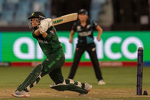 Women's T20 World Cup: Pakistan's captain Fatima Sana bats against New Zealand 