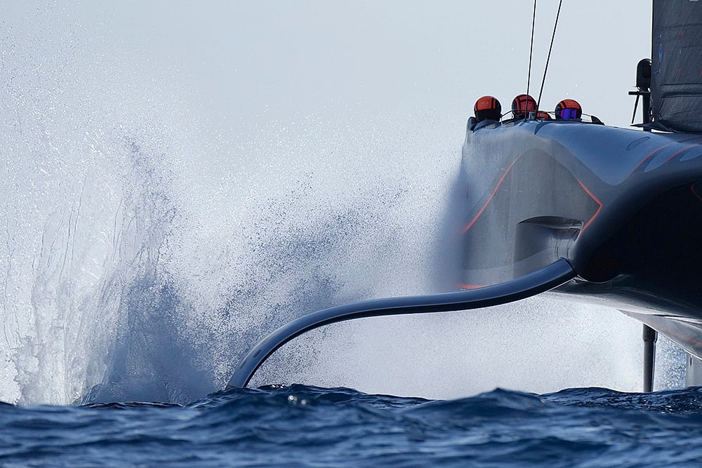 | Photo: AP/Bernat Armangue : America's Cup: Ineos Britannia crosses the finish line as they win the race 5