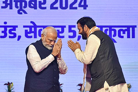 Haryana CM oath ceremony: PM Modi with Haryana CM-designate Nayab Saini