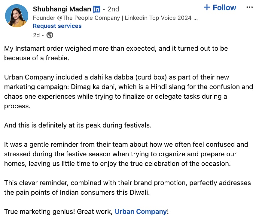 Urban Company Dishes Out ‘Dimag Ka Dahi’ For Diwali Prep