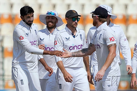 PAK Vs ENG 2nd Test: England's Shoaib Bashir celebrates Pakistan's Saim Ayub's wicket  