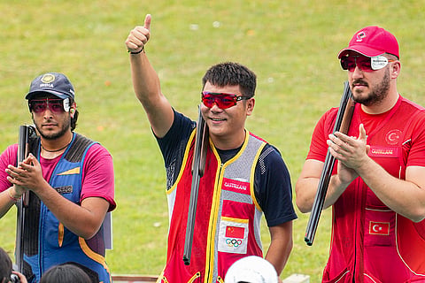 ISSF World Cup: Men Trap final event medal ceremony 