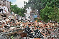 Photo: Getty Images : Homeless: A demolition drive at the Khyber Pass in New Delhi on August 4, 2024