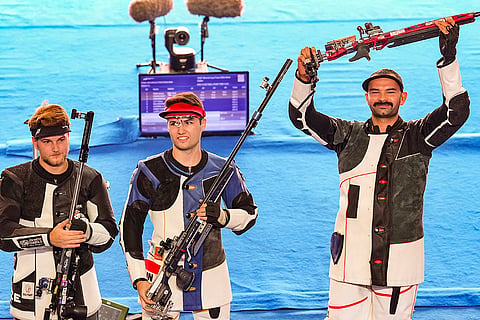 ISSF World Cup: 50m Rifle 3 position men's event medal ceremony 