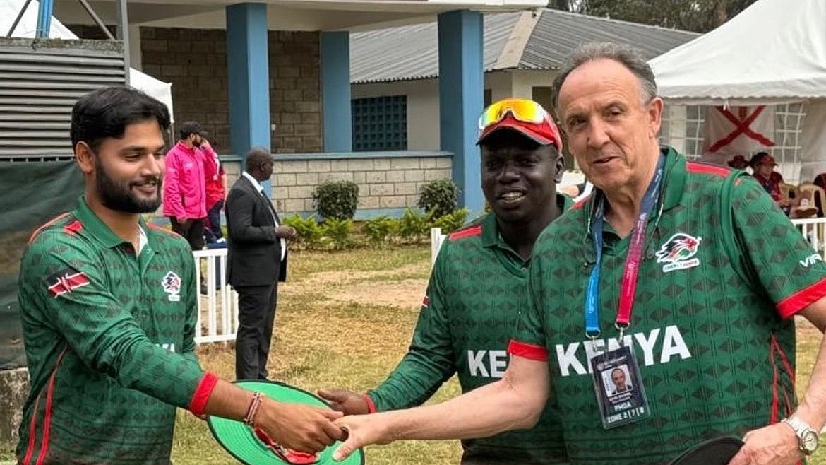 Photo: X | KenyaCricketoff : Kenya Vs Rwanda, Match 6 of the ICC Men's T20I World Cup Africa Sub Regional Qualifier B.