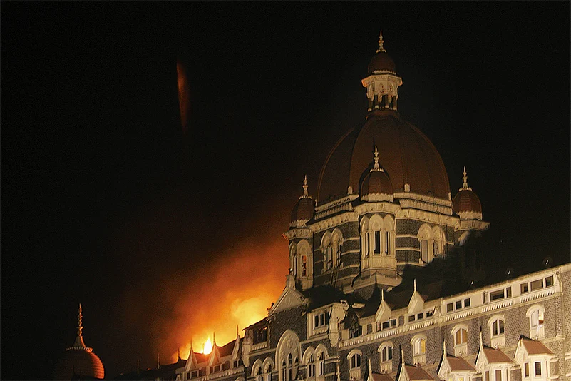 Fire at the Taj Hotel during the 26/11 attack