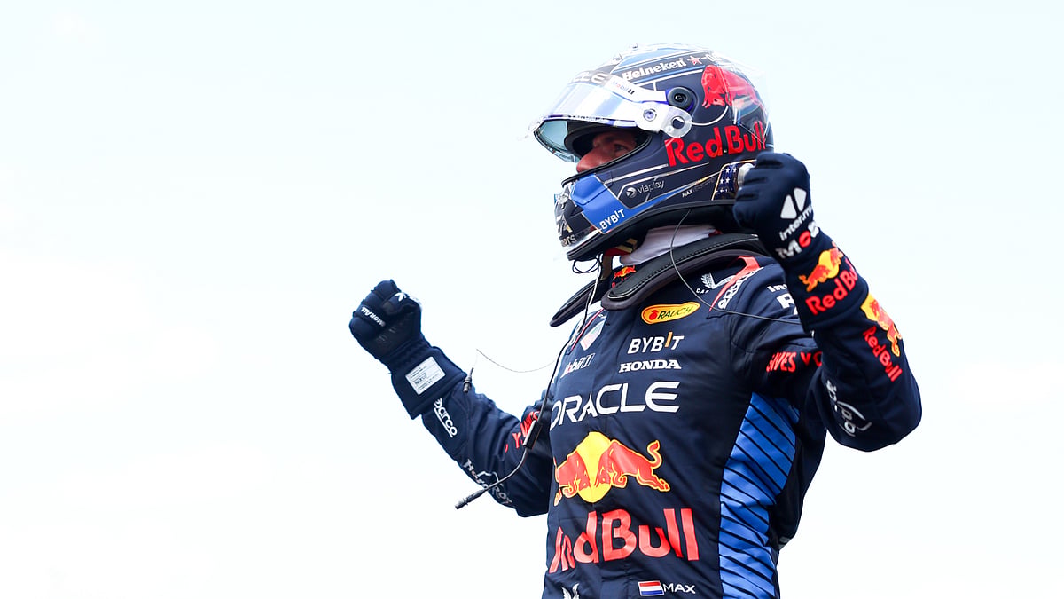 Max Verstappen celebrates in Austin