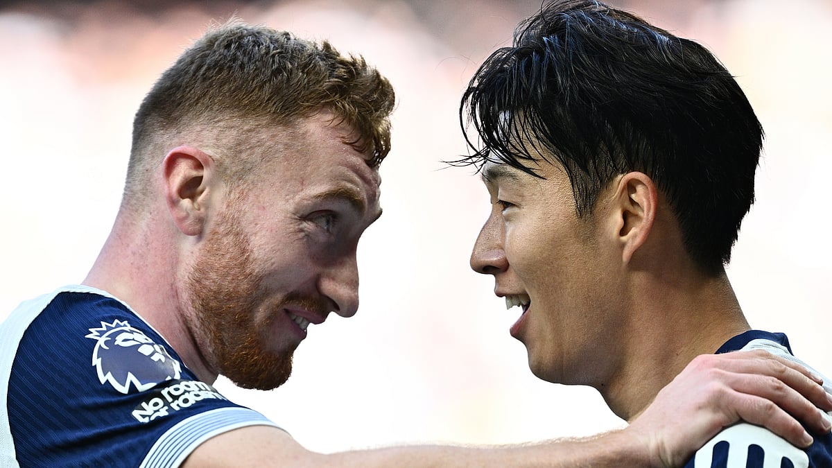 Dejan Kulusevski and Son Heung-min celebrate the latter's goal versus West Ham - null