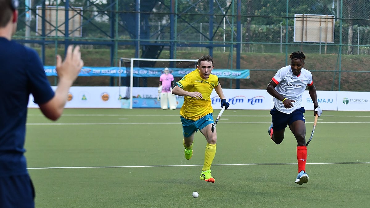 X/Asian Hockey Federation : Action from the Australia vs Great Britain, Sultan of Johor Cup 2024 clash in Malaysia.