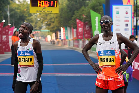 Kenya's Alex Matata and Uganda's Joshua Cheptegei 