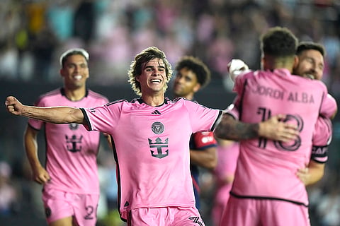 Major League Soccer: Inter Miami midfielder Benjamin Cremaschi reacts after scoring a goal