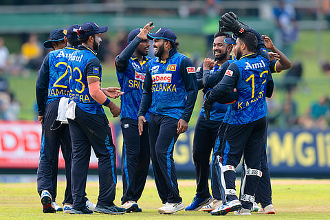 SL Vs WI, 1st ODI: Charith Asalanka and team members celebrate the wicket of Keacy Carty