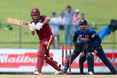 SL Vs WI, 1st ODI: West Indies Keacy Carty plays a shot 