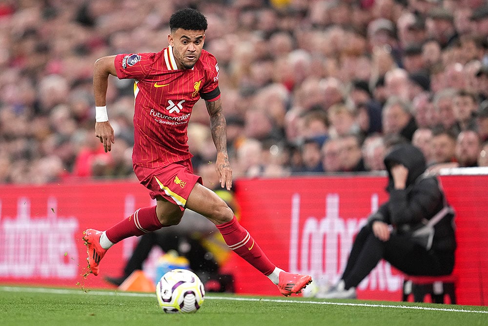 Britain Soccer Premeir League 2024-25 Liverpool vs Chelsea photo gallery_Luis Diaz