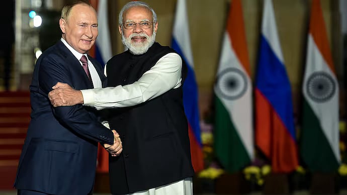 PTI : PM Modi with Russian President Vladimir Putin