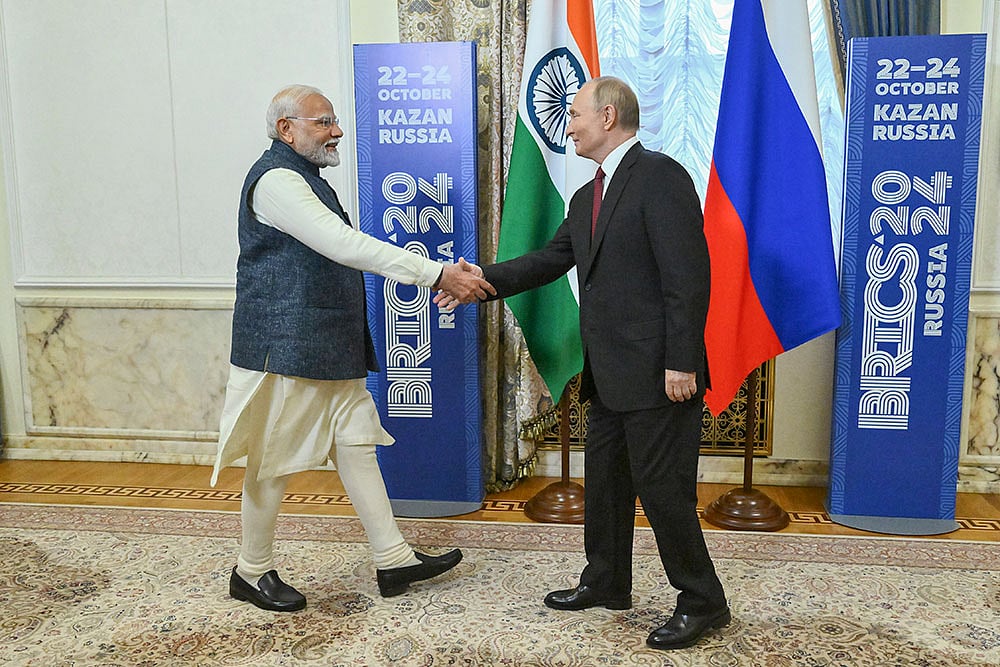 Narendra Modi with  Vladimir Putin