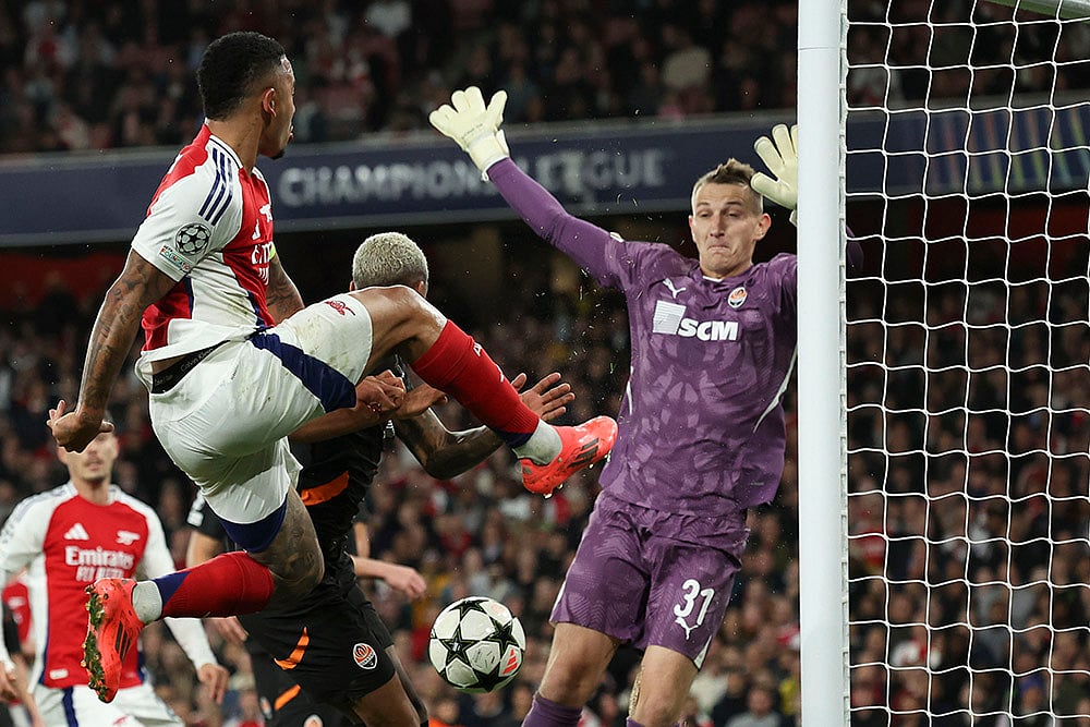 2024-25 UEFA Champions League soccer Arsenal vs Shakhtar Donetsk Photo gallery_Gabriel Jesus