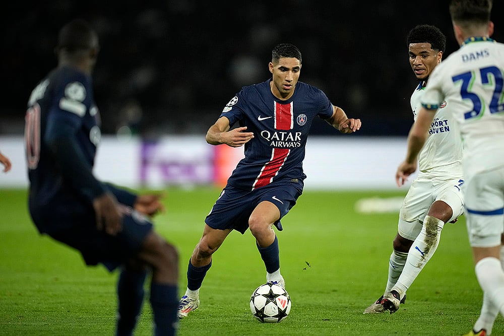 2024-25 UEFA Champions League soccer Paris Saint-Germain vs PSV Eindhoven_Achraf Hakimi