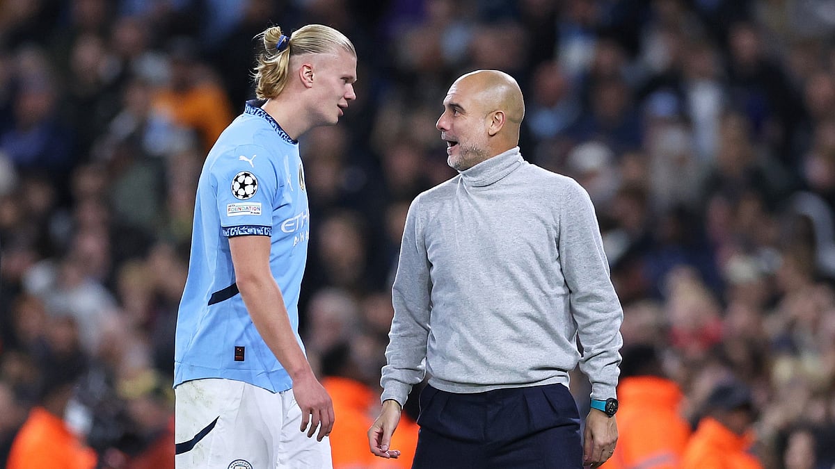 Erling Haaland stunned Pep Guardiola with his latest effort. - null