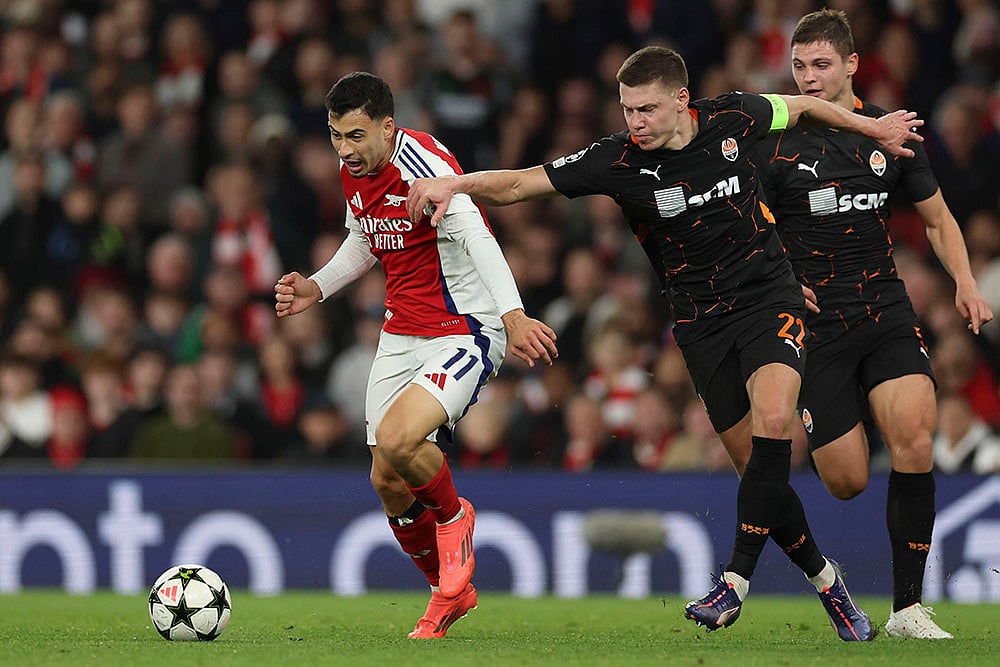 2024-25 UEFA Champions League soccer Arsenal vs Shakhtar Donetsk Photo gallery_Gabriel Martinelli