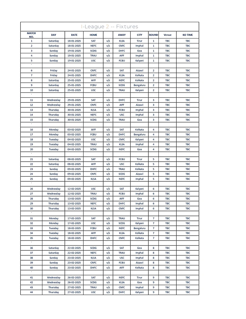 Indian-Football-League-Fixtures