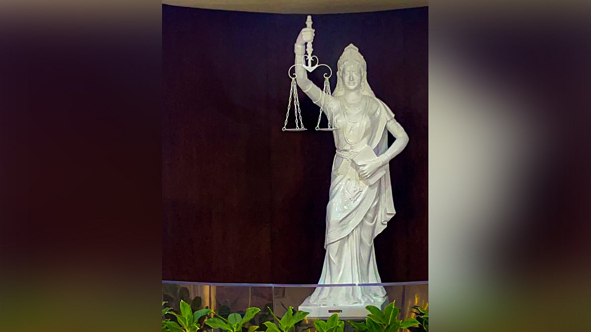 PTI : The new statue of Lady Justice at the Supreme Court of India