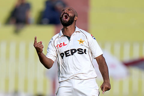 Pakistan vs England 3rd Test: Pakistan's Sajid Khan celebrates after taking his fifth wicket