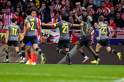Champions League 2024-25: Lille's Jonathan David, 2nd right, celebrates with teammates after scoring his sides third goal 