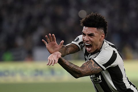 Copa Libertadores, SF 1st Leg: Igor Jesus of Brazil's Botafogo celebrates after scoring his side's fifth goal 