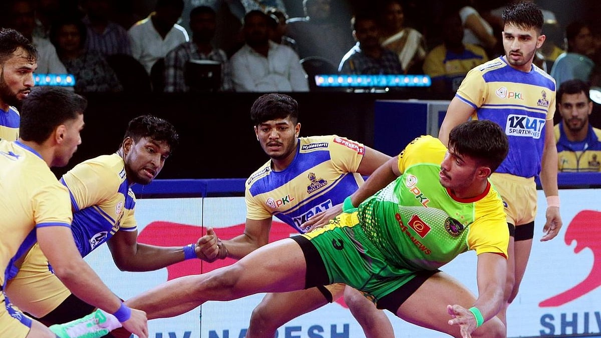 Action from the Patna Pirates vs Tamil Thalaivas match in Pro Kabaddi League season 11.  - Special Arrangement