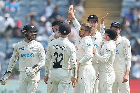 India Vs New Zealand 2nd Test: New Zealand's Glenn Philips celebrates the dismissal of India's Yashasvi Jaiswal 