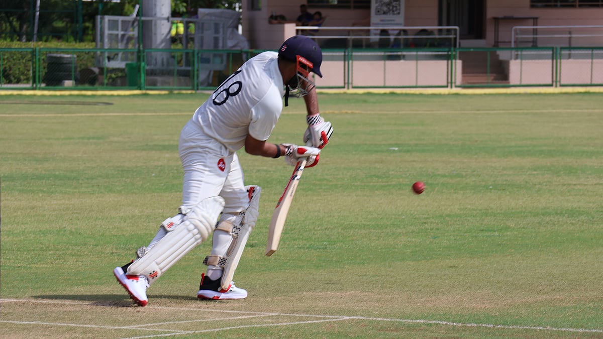 Photo: X | SGVP Surya Sports Academy : Gujarat batter Priyank Panchal.