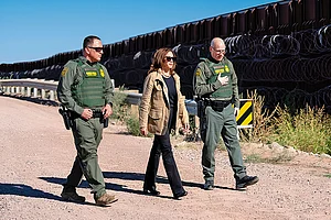 Photo: Instagram/Kamala Harris : A Rare Visit: Kamala Harris visits the US-Mexico border with US Border Patrol Tucson Sector Chief John Modlin in Douglas, Arizona