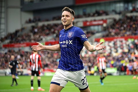 EPL 2024-25: Ipswich Town's George Hirst celebrates scoring his side's second goal of the game