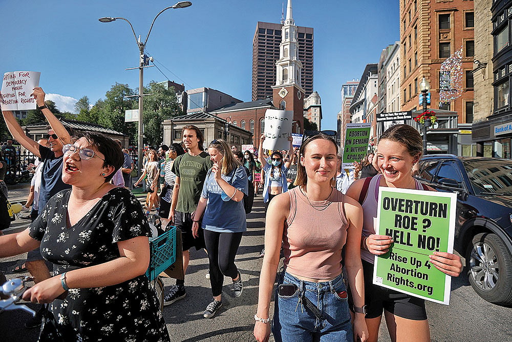 Protest March: Hundreds of demonstrators march down Tremont street in Boston after the Supreme Court’s decision on Roe v. Wade in June 2022 - Photo: Getty Images