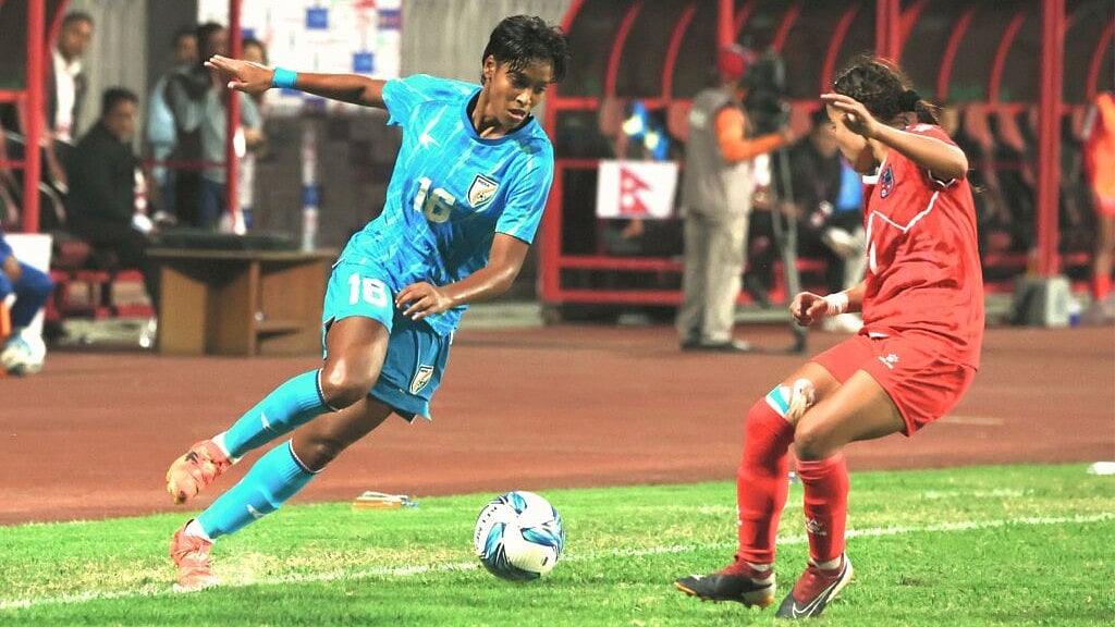 AIFF Media : Action from the SAFF Women's Championship semi-final match between India and Nepal in Kathmandu.