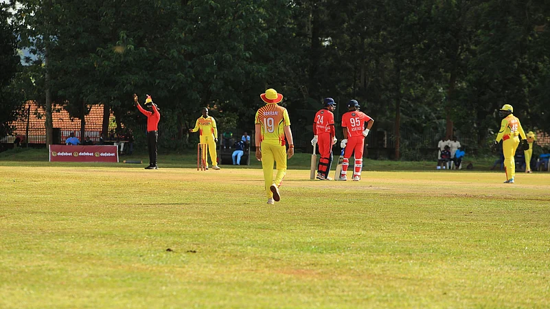 first T20I between Uganda and Bahrain in Jinga