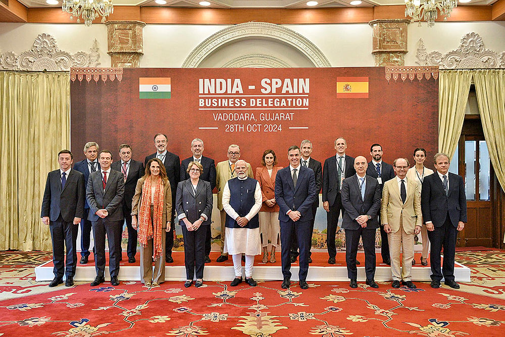 PM Narendra Modi and Spanish PM Pedro Sanchez in Vadodara