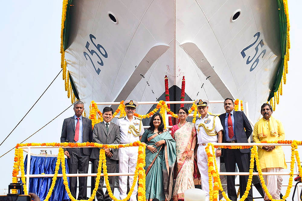 Launch of Fast Patrol Vessels Adamya and Akshar in Goa