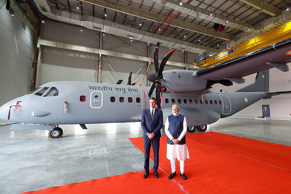PM Modi and Spanish PM Pedro Sanchez in Vadodara at TATA Aircraft Complex