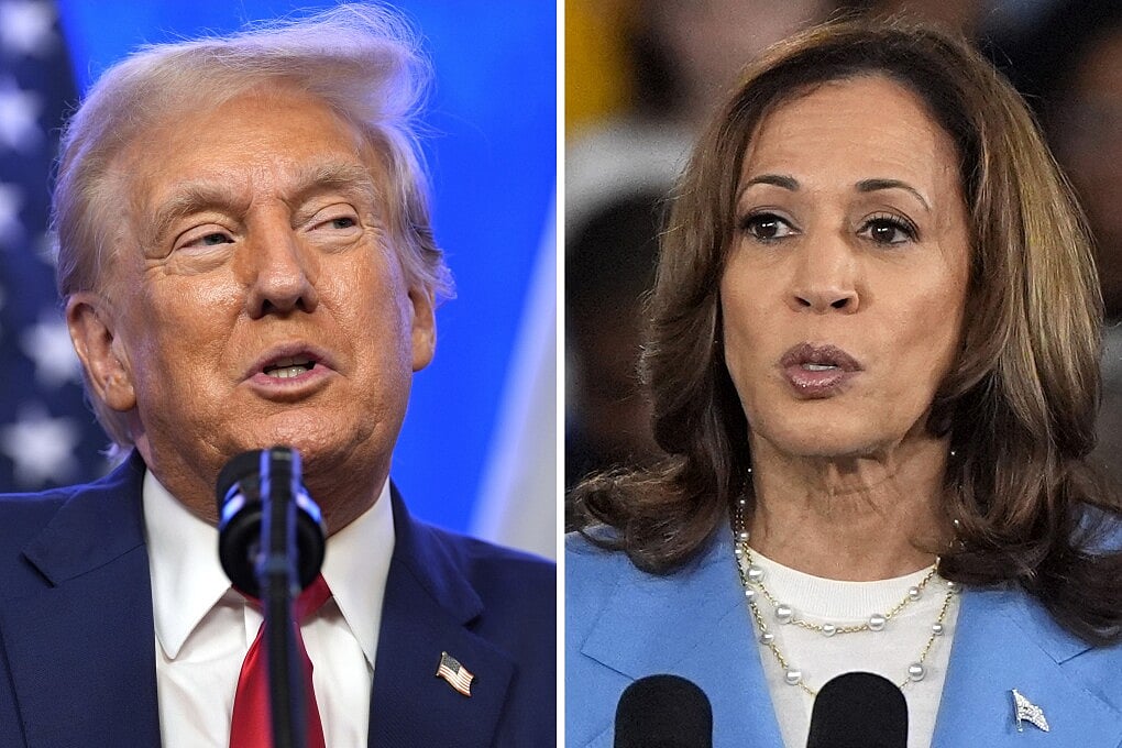 AP : Democrat Kamala Harris(right), Republican Donald Trump(left) |