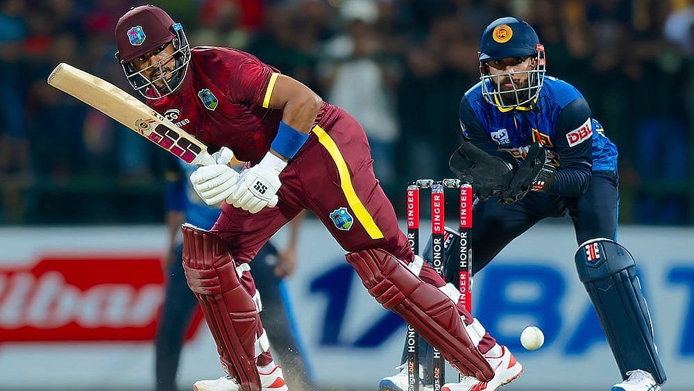 | Photo: AP/Viraj Kothalawala : Sri Lanka and West Indies 3rd ODI: West Indies' Captain Shai Hope plays a shot
