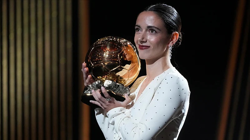 Barcelonas Aitana Bonmati receives the 2024 Womens Ballon dOr award. AP Photo