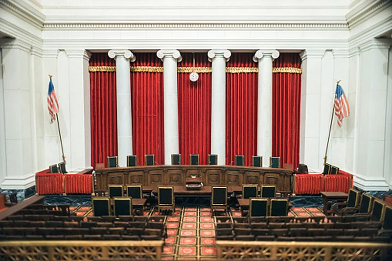 Interior of US Supreme Court in Washington DC.