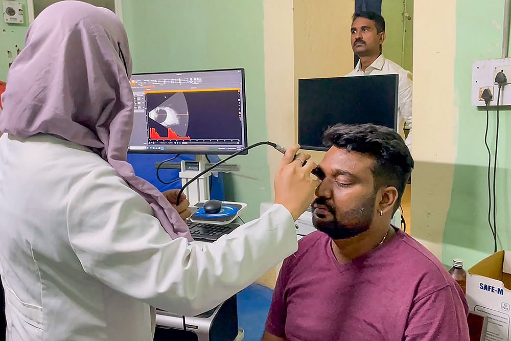 People with eye injuries visit hospital in Hyderabad