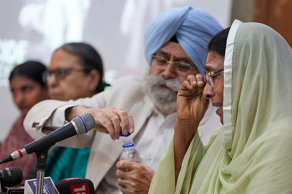 | Photo: PTI/Atul Yadav : 1984 anti-Sikh riots victims' press conference