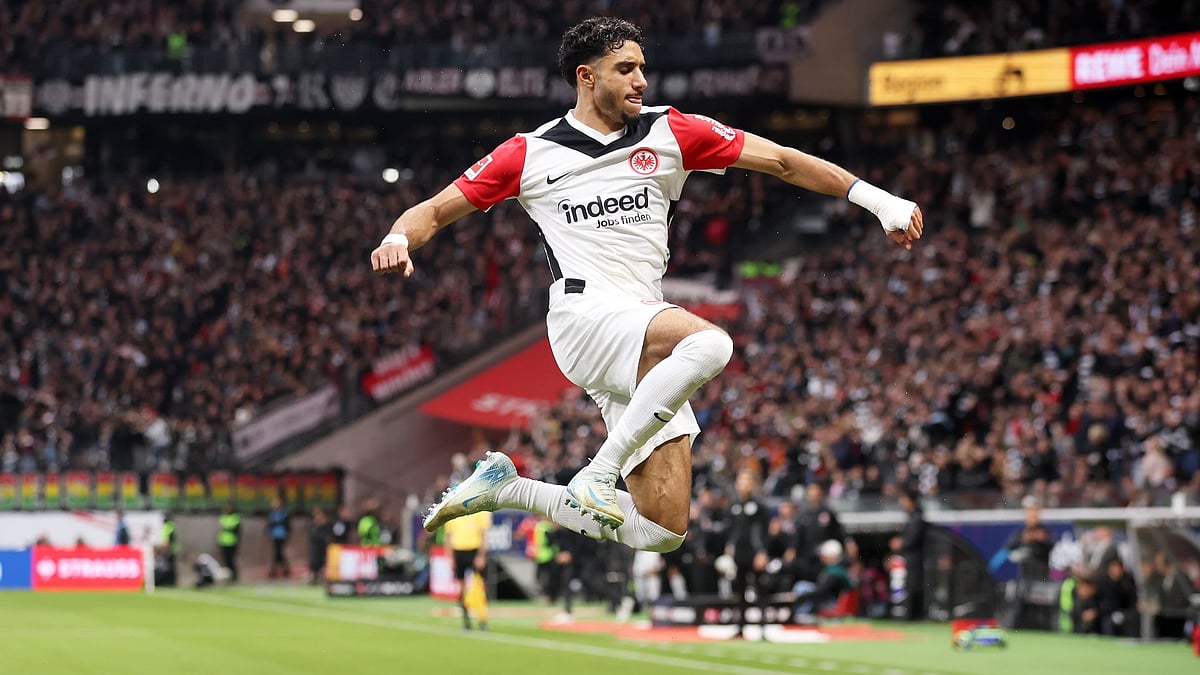 Omar Marmoush celebrates scoring against Bochum