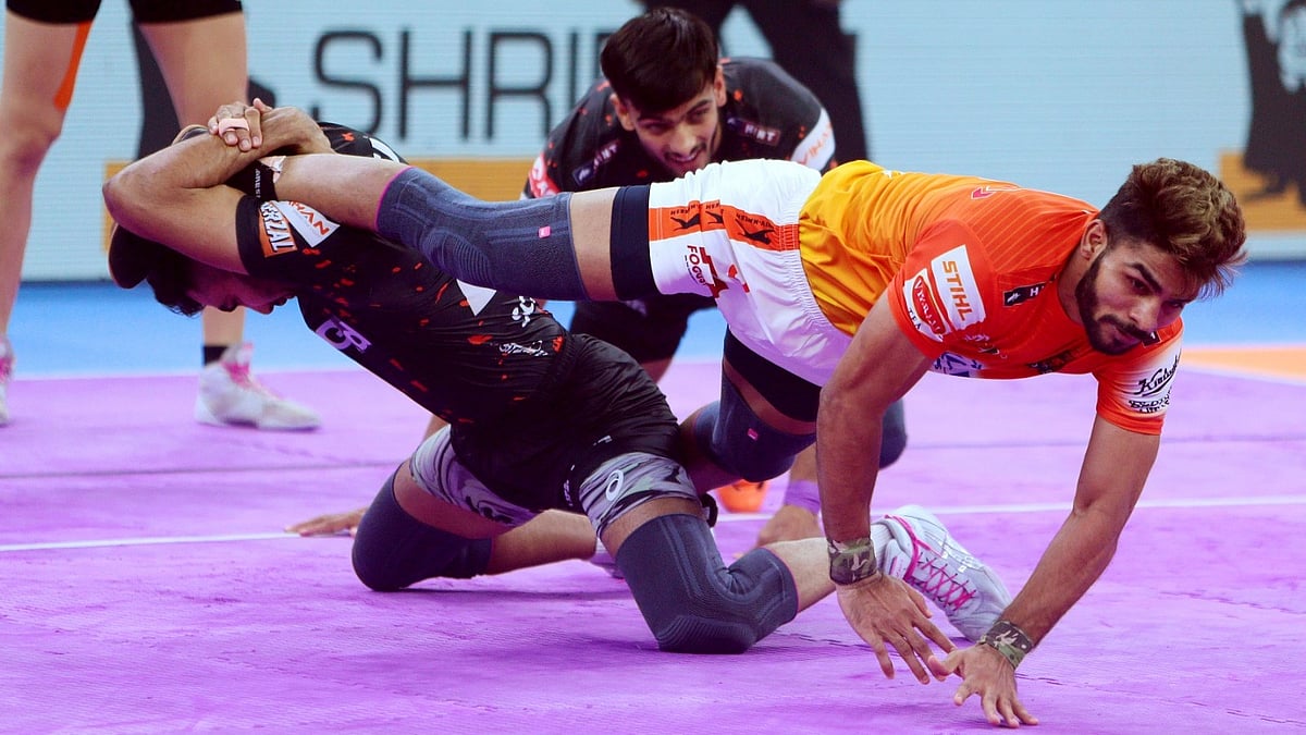 Action from the Pro Kabaddi League season 11 match between Puneri Paltan and U Mumba. - Special Arrangement